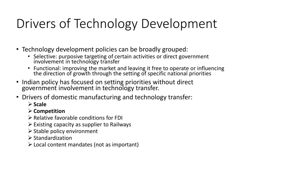 drivers of technology development