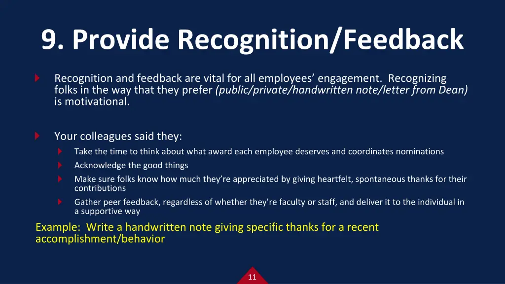 9 provide recognition feedback