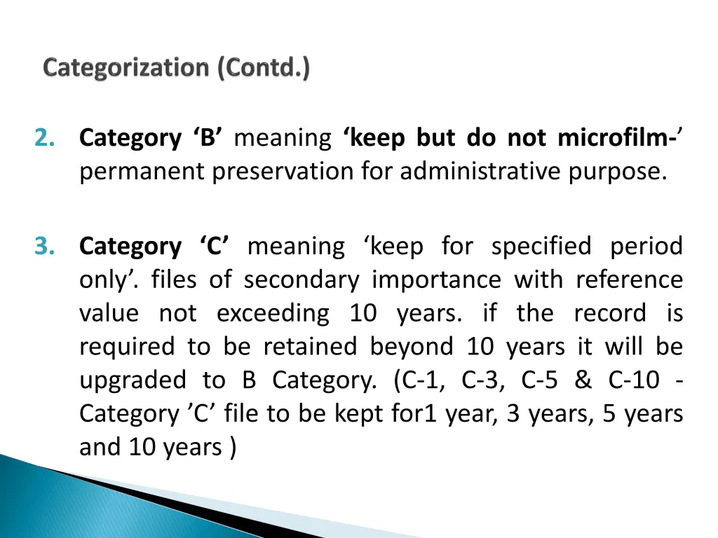 2 category b meaning keep but do not microfilm