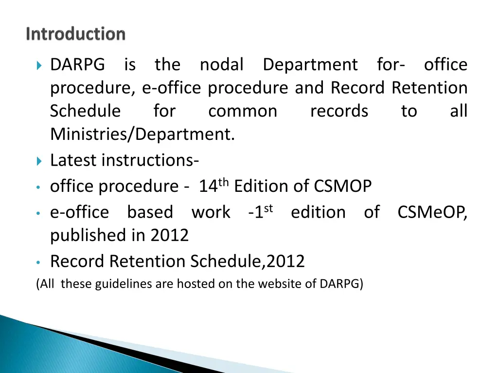 darpg procedure e office procedure and record