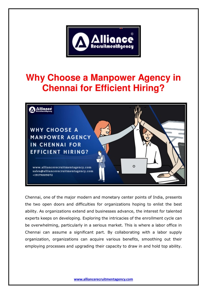 why choose a manpower agency in chennai