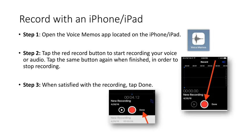 record with an iphone ipad