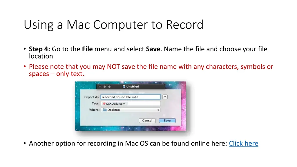 using a mac computer to record