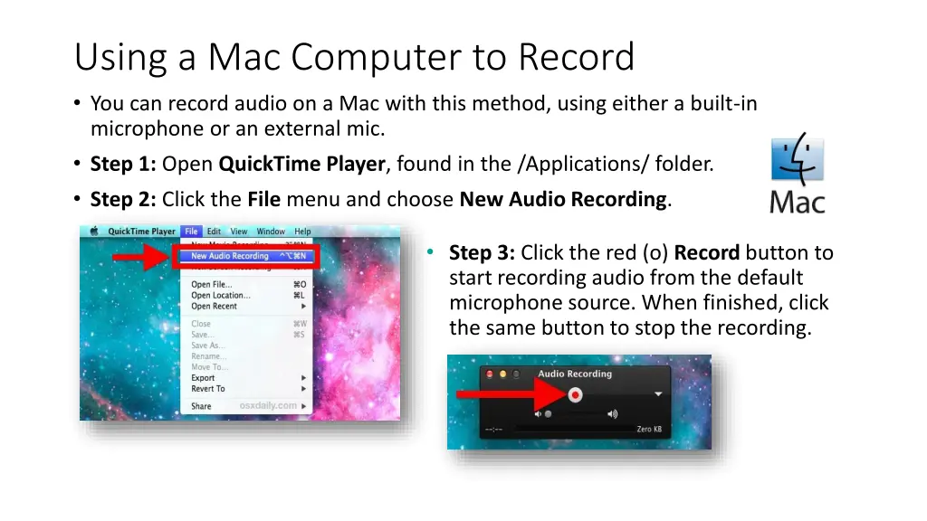 using a mac computer to record you can record