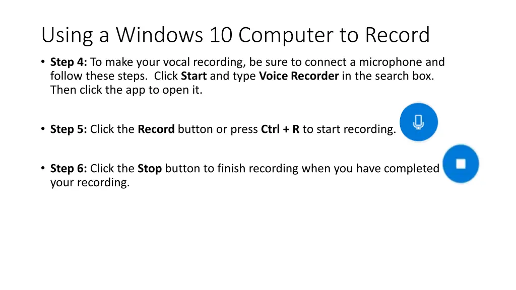 using a windows 10 computer to record step