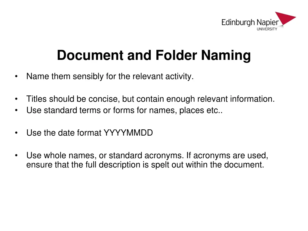 document and folder naming