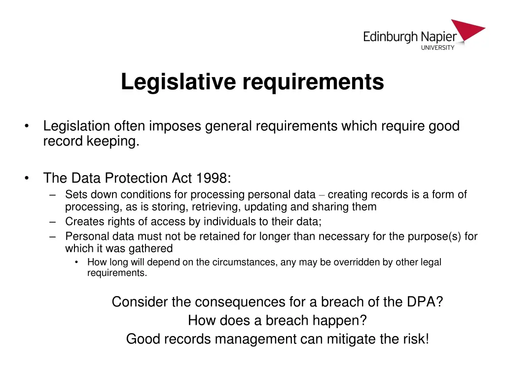 legislative requirements