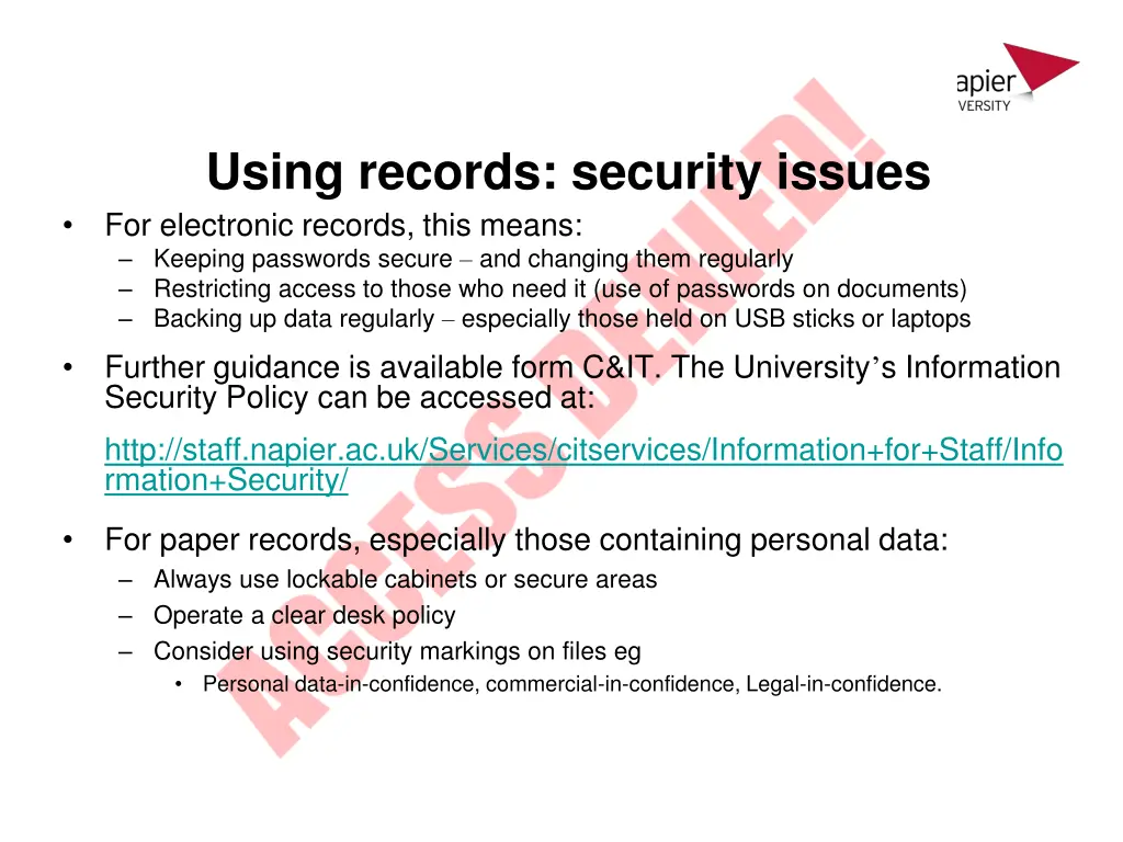 using records security issues for electronic