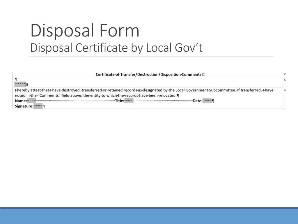 disposal form disposal certificate by local gov t