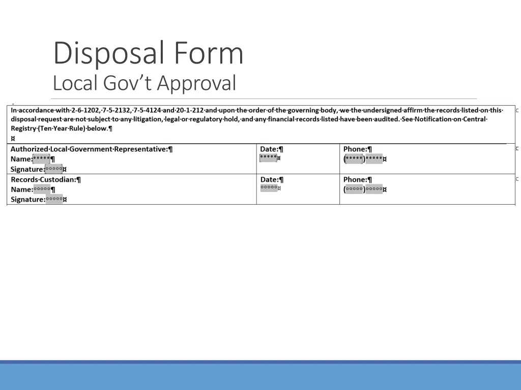 disposal form local gov t approval