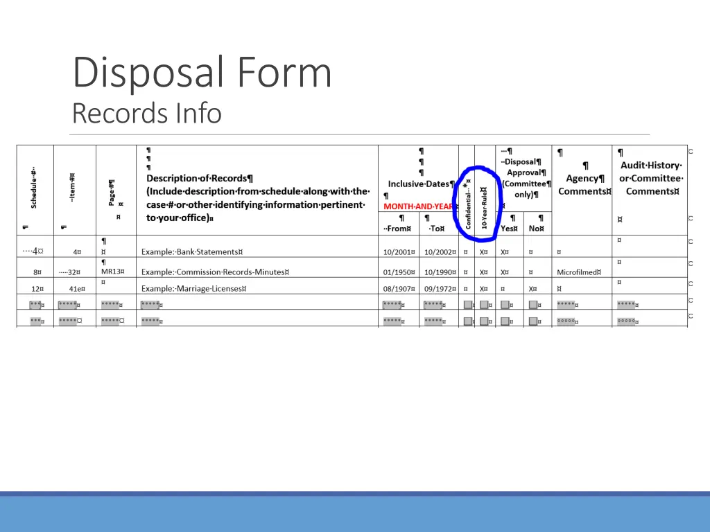 disposal form records info