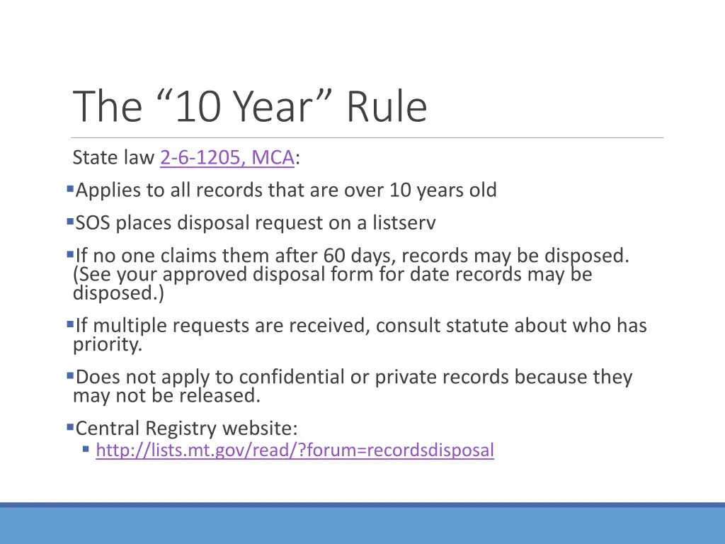 the 10 year rule