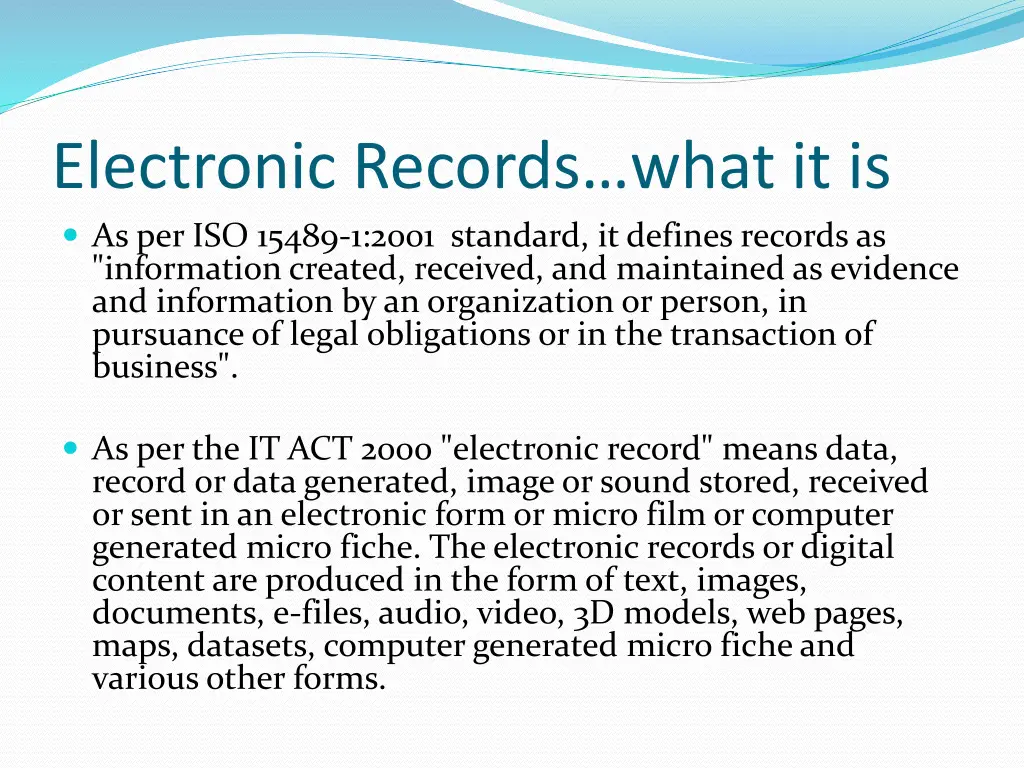 electronic records what it is as per iso 15489