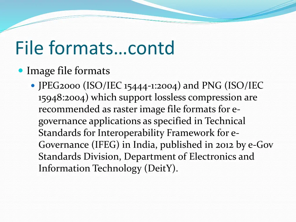 file formats contd