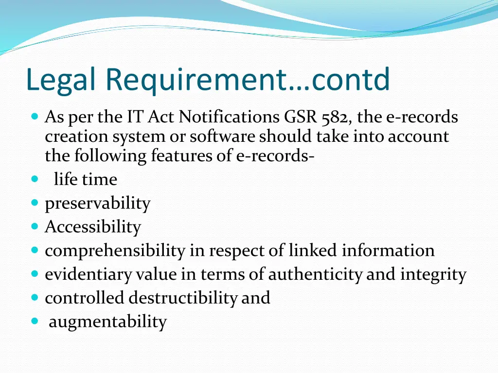 legal requirement contd