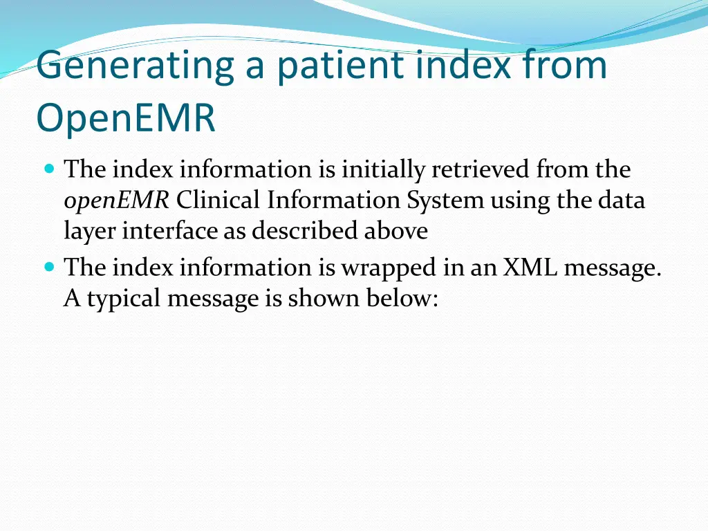 generating a patient index from openemr