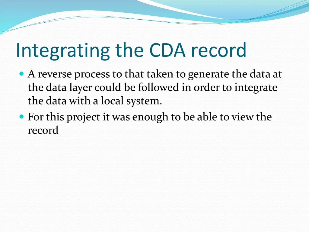 integrating the cda record