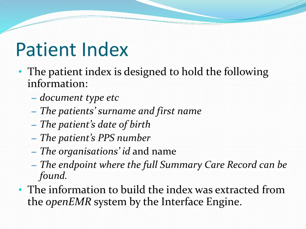 patient index the patient index is designed