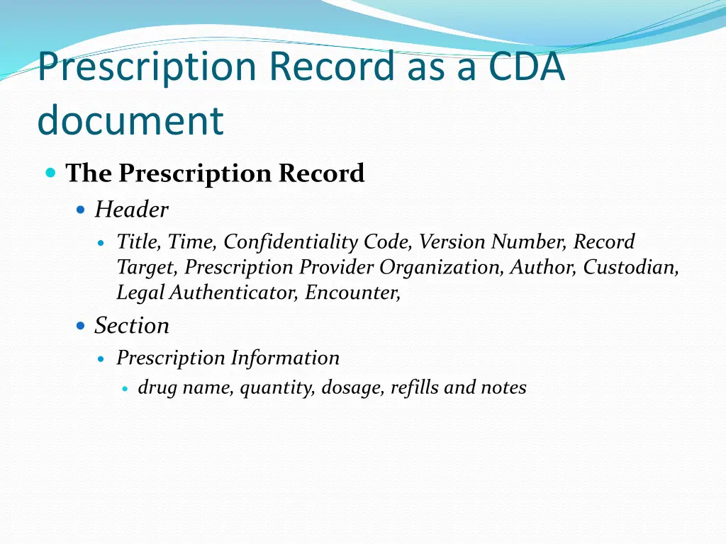 prescription record as a cda document