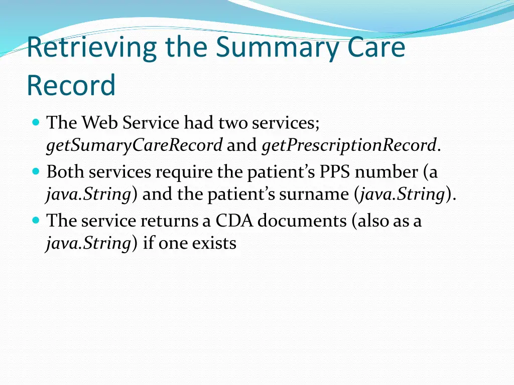 retrieving the summary care record