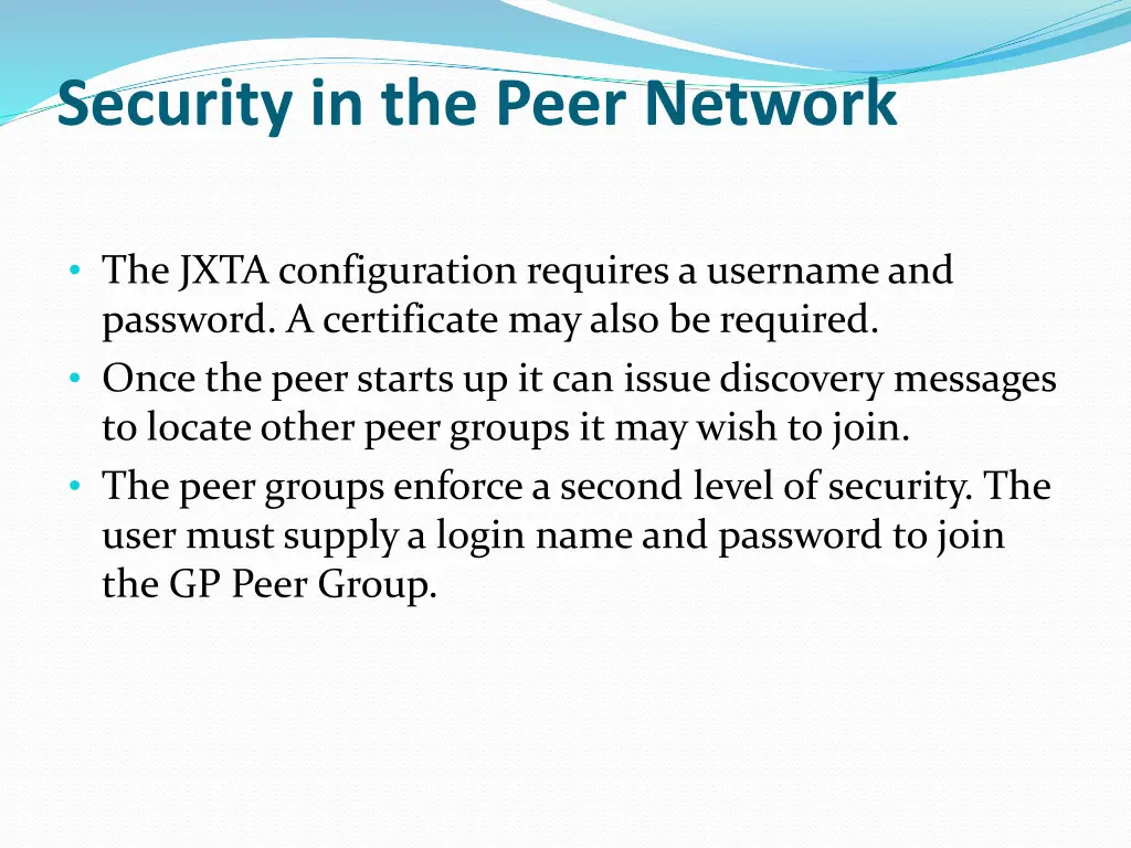 security in the peer network