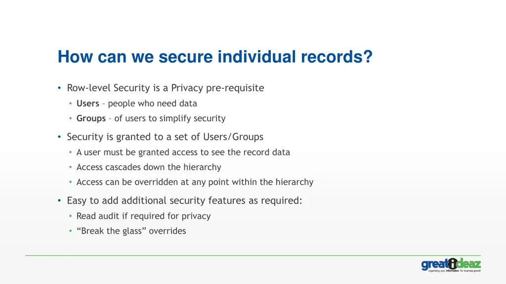 how can we secure individual records