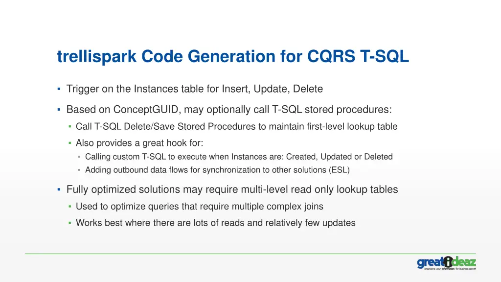 trellispark code generation for cqrs t sql