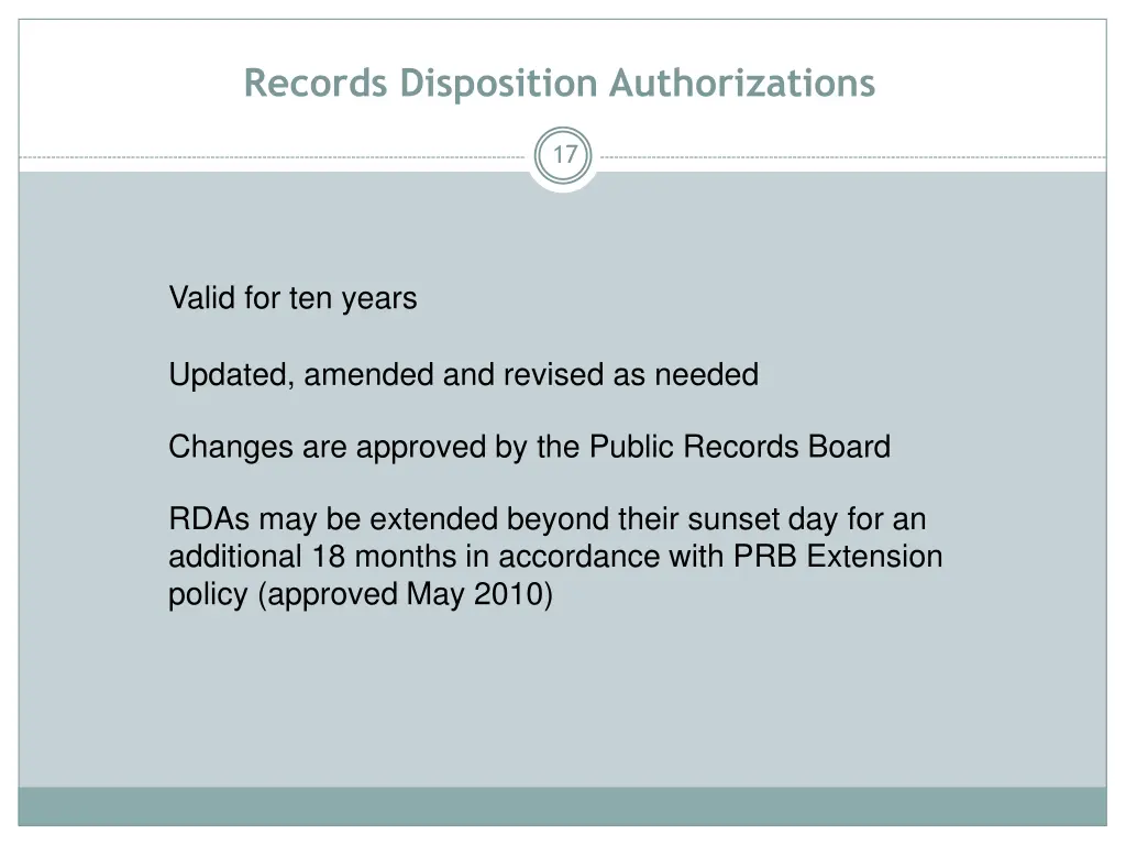 records disposition authorizations