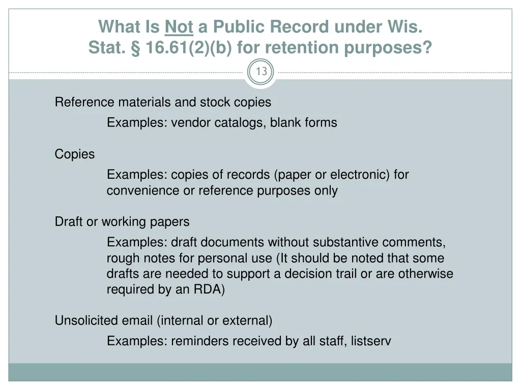 what is not a public record under wis stat