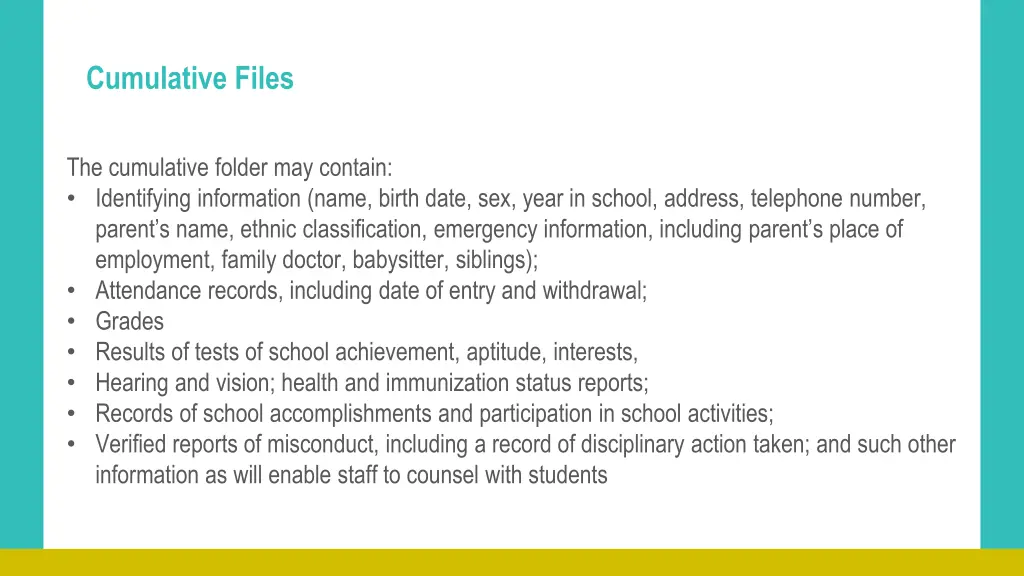 cumulative files