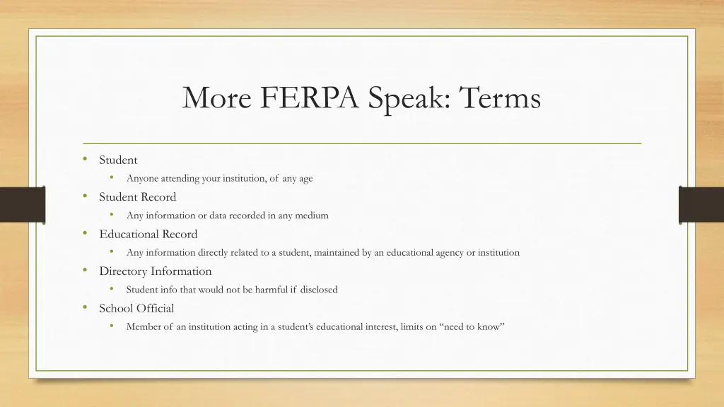 more ferpa speak terms