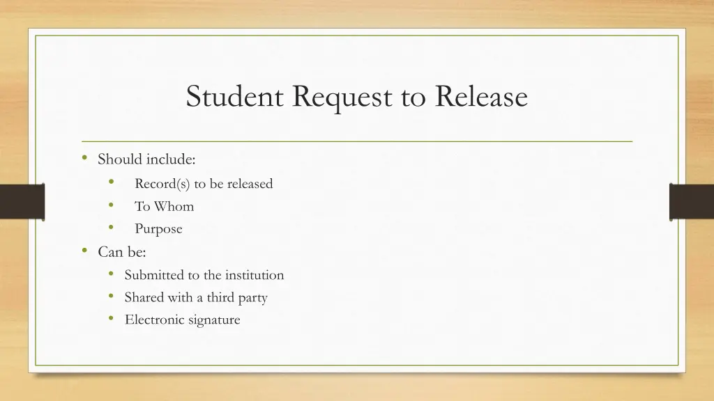 student request to release