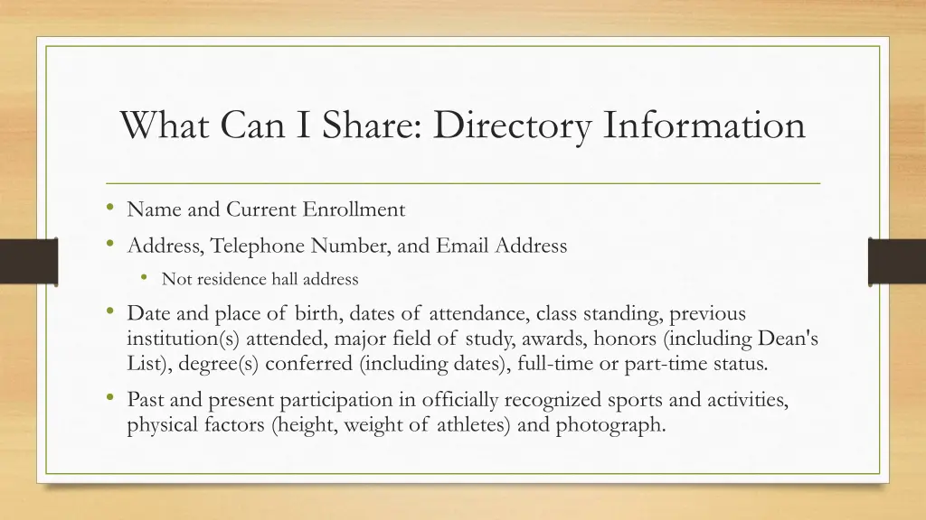 what can i share directory information