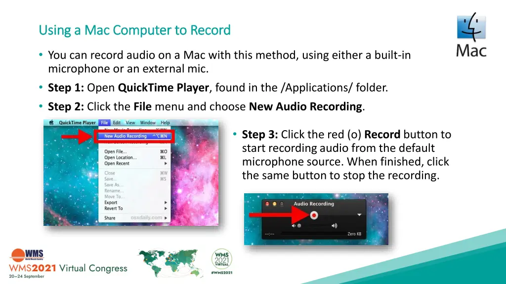 using a mac computer to record using