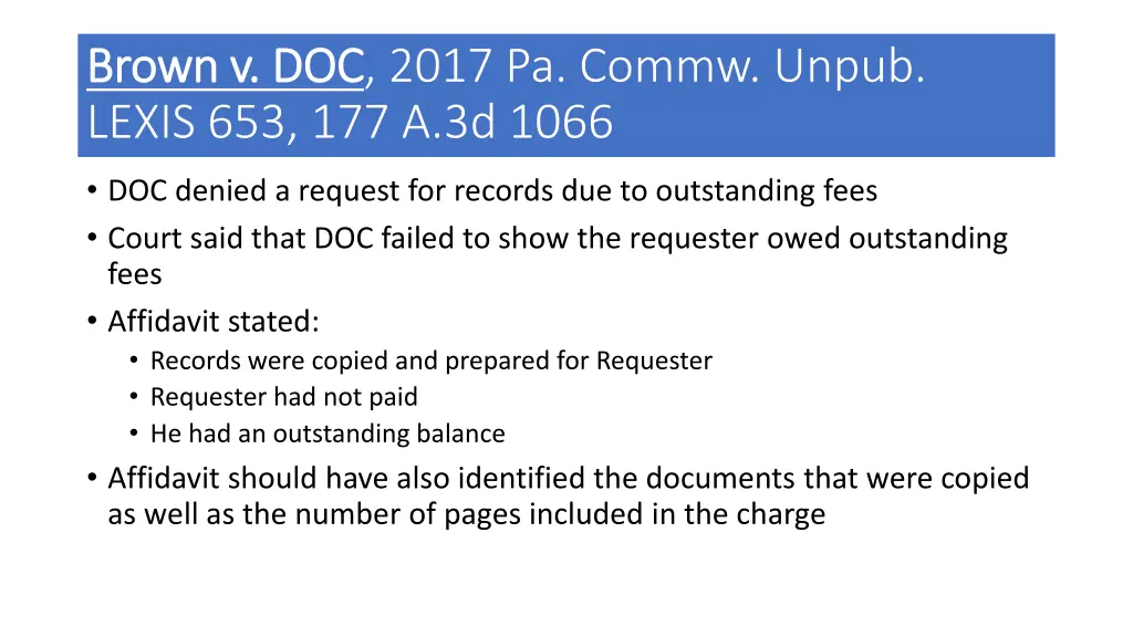 brown v doc brown v doc 2017 pa commw unpub lexis