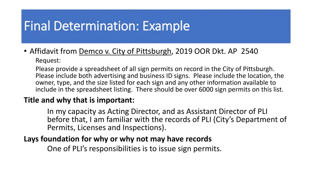 final determination example final determination