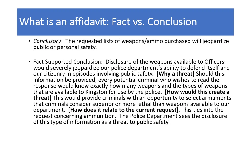 what is an affidavit fact vs conclusion what 1