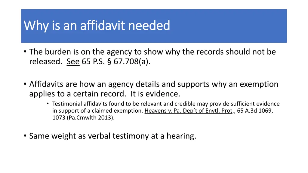 why is an affidavit needed why is an affidavit