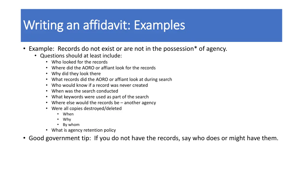 writing an affidavit examples writing