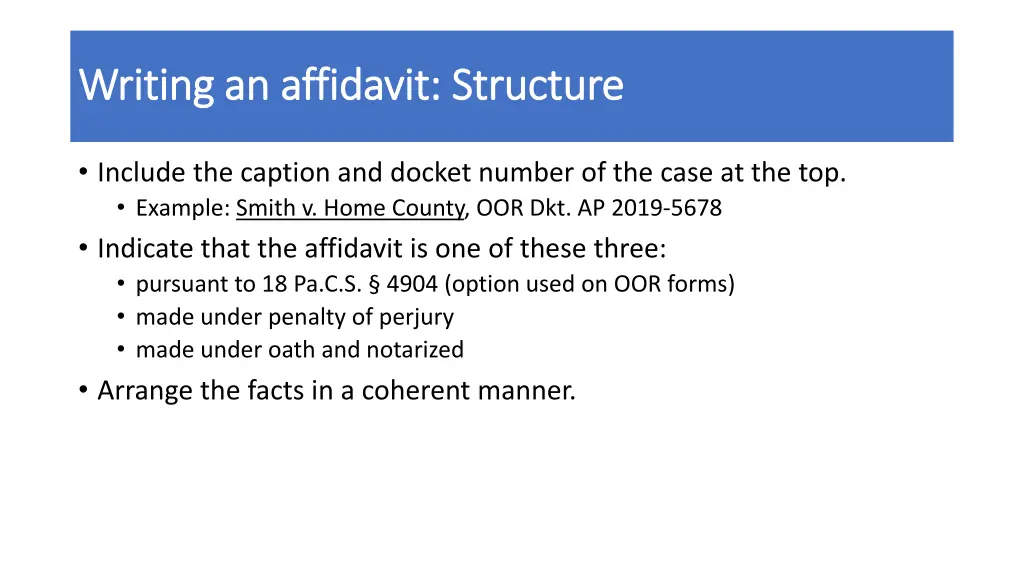 writing an affidavit structure writing