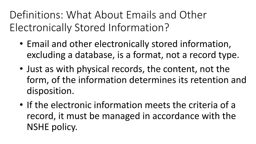 definitions what about emails and other