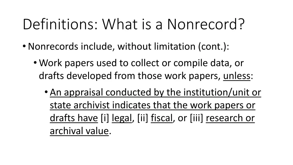 definitions what is a nonrecord 1