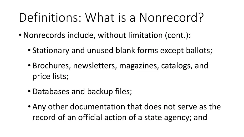 definitions what is a nonrecord