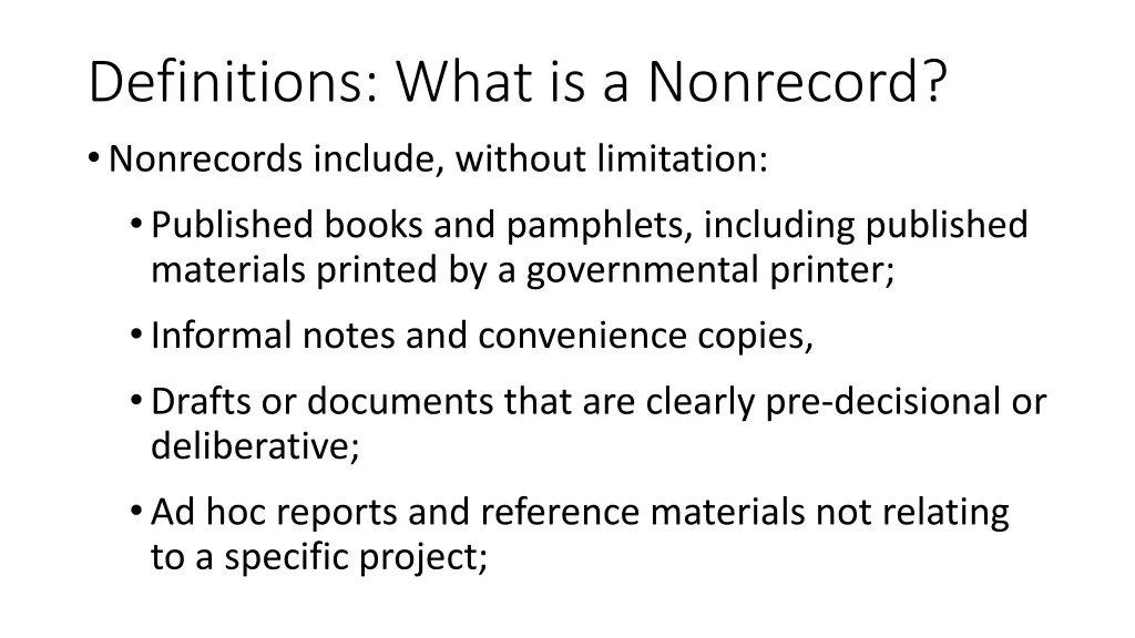 definitions what is a nonrecord nonrecords