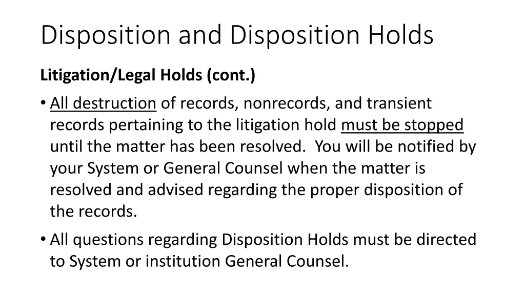 disposition and disposition holds 5