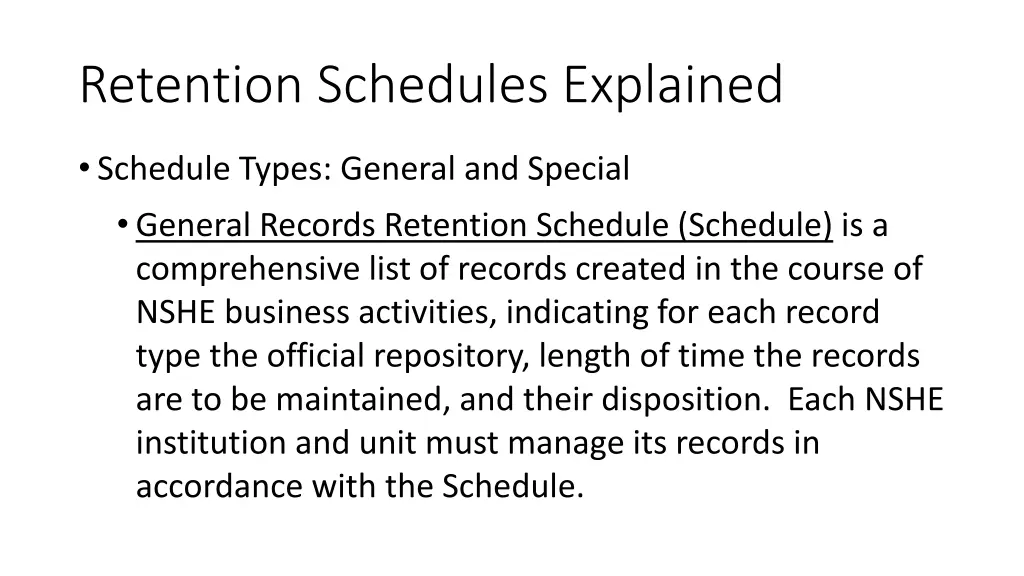 retention schedules explained 1