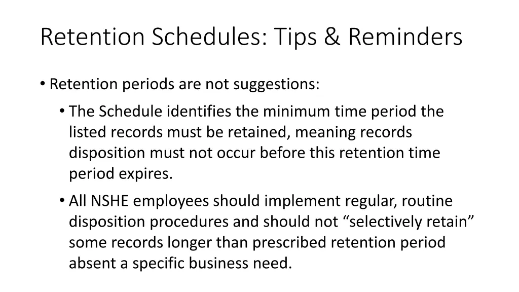 retention schedules tips reminders