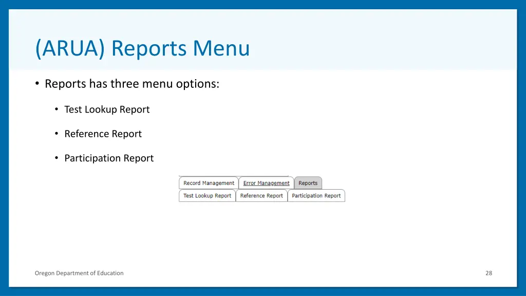 arua reports menu