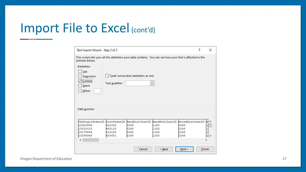 import file to excel cont d