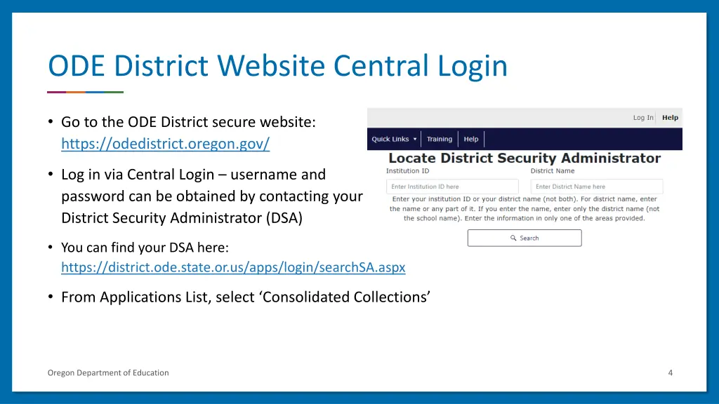 ode district website central login